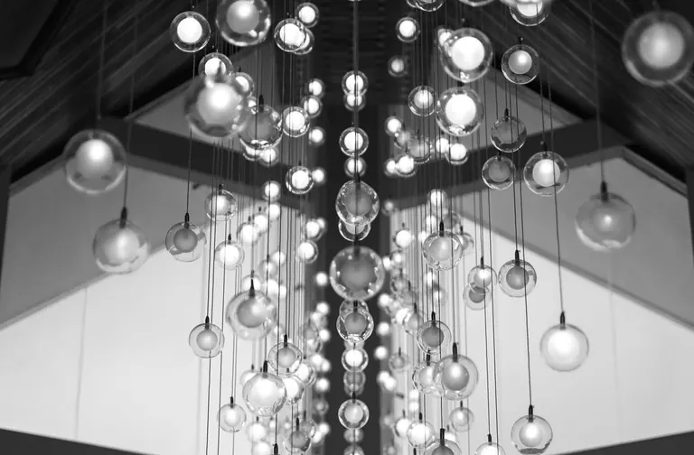 Modern chandelier in black and white