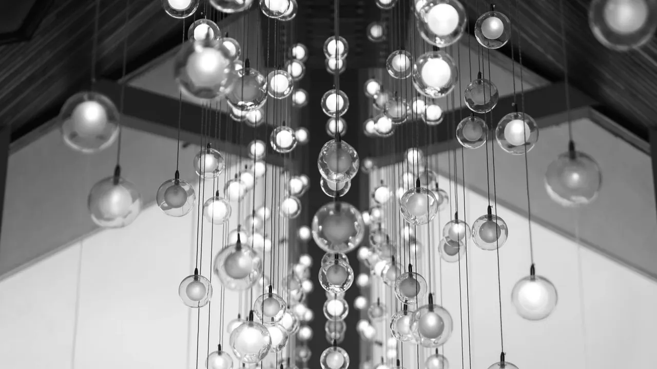 Modern chandelier in black and white