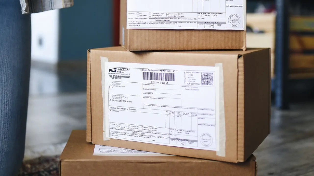 Stacked parcels ready for delivery
