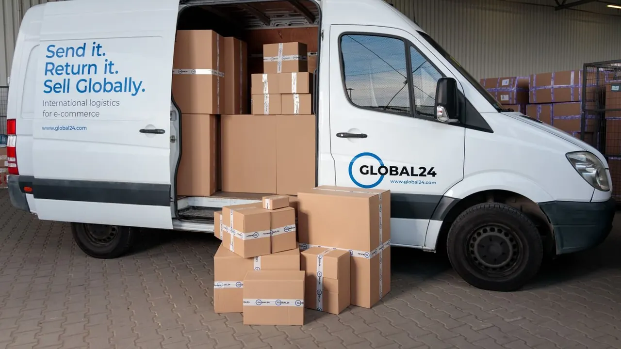 Delivery truck loaded with cardboard boxes