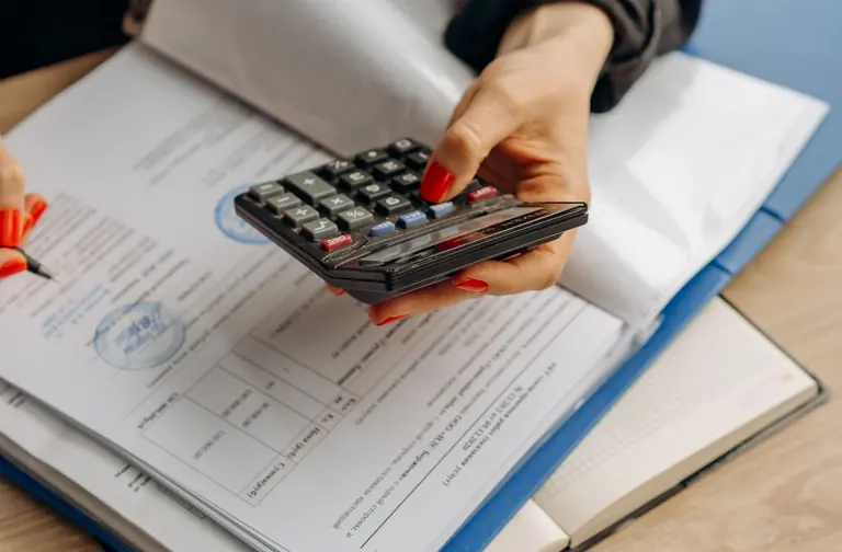Reviewing documents with a calculator